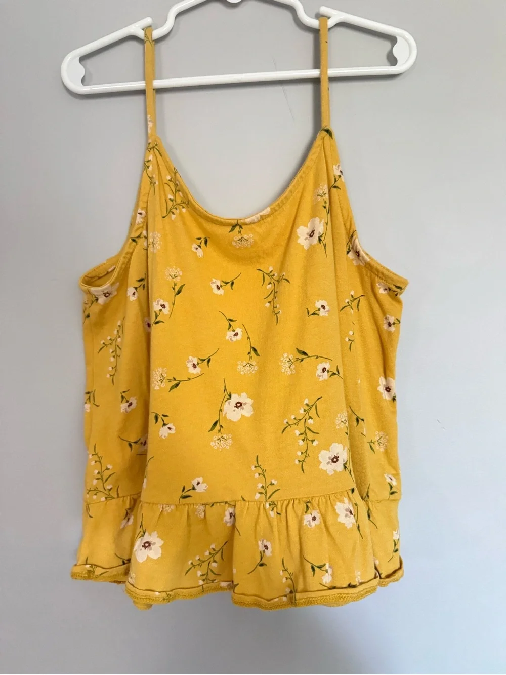 Old Navy Yellow Floral Ruffle-Hem Cami